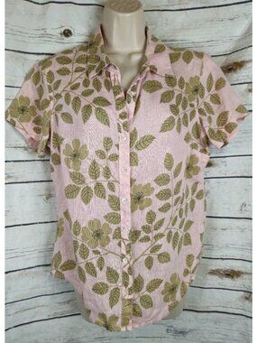 SOLD>>>>Tommy Bahama Pink Floral 100% Linen Top